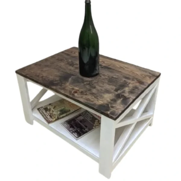 MM-MCFH-006 Mesa de Centro Farmhouse Blanca-Early American 80x60x45cm