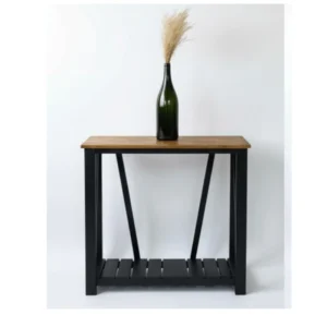 Recibidor 2 niveles FarmHouse Negro – Madera de Pino 90×90×30cm