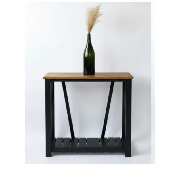 MM-CONSOLA-007-1 Recibidor 2 niveles FarmHouse Negro – Madera de Pino 90×90×30cm