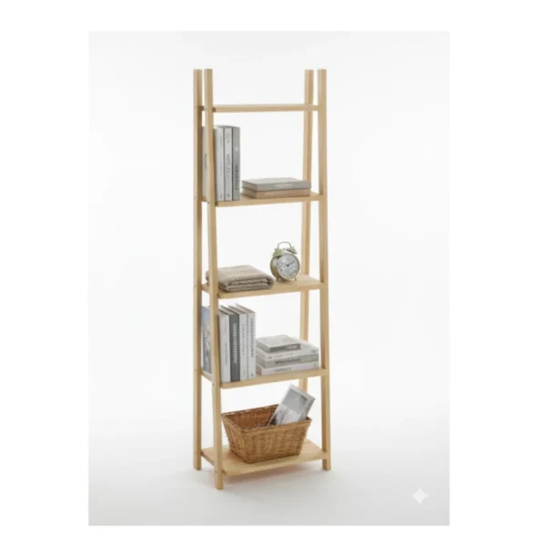 MM-ETT-002-5 Estante de madera de pino estilo nórdico Ascent, acabado liso barnizado natural