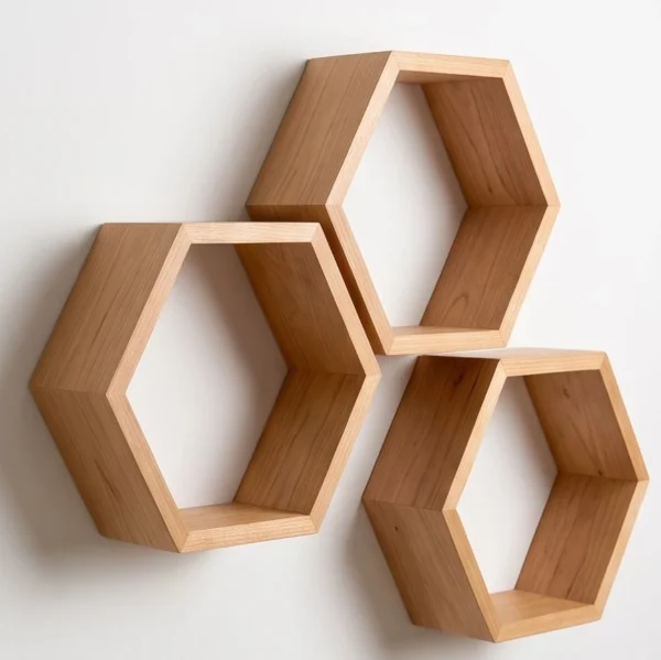 3 repisas hexagonales 30x10cm