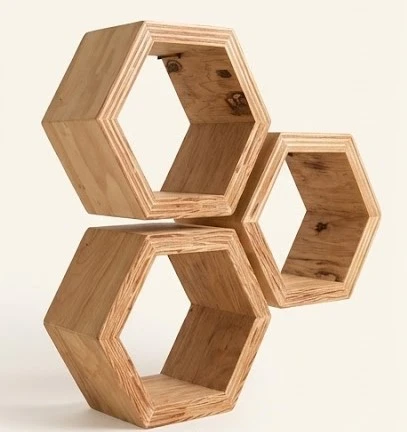 3 repisas hexagonales 30x15 x 3cm