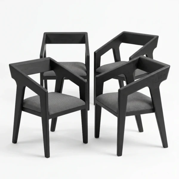 Juego de 4 sillas hank tapizada asiento negro/gris oxford